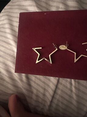 J. Crew Gold Star Outline Hoop Earrings